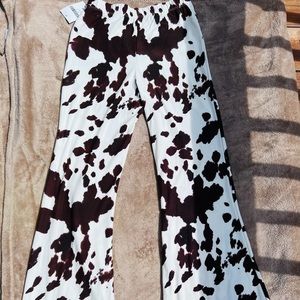 Cow print flare bottoms